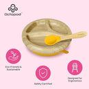 Abiie Octopod Bamboo Dish - Kids Plates for 4 months and up, 3-Compartment Baby Plates with Suction, Round Bamboo Baby Plate, Mess-Free Toddler Suction Plates, Baby Feeding Supplies, 7.5 x 7.5 x 1.9in by TinyTreasures Baby Boutique