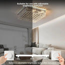 12-Lights Black Crystal Flush Mount Ceiling Light Fixtures,Elegant Crystal Chandelier Pendant Ceiling Lamp for Bedroom,Living Room,Dining Room,Hallway H5.9 x W20 x L20 (Bulb Not Included)Square by CozyNest Decor