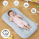 Baby Lounger for Newborn, Bionic Design Baby Lounger, Soft Organic Cotton Breathable Lounger for Infants 0-18 Months (Grayinsh Blue) by TinyTreasures Baby Boutique