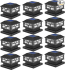 Solar Post Cap Lights Fit 3.5x3.5 4x4 5x5 Wood Posts Black Fence Post Light Solar Powered 12 Packs by GreenHaven Gardens