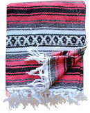 Del Mex Classic Mexican Blanket, Large Authentic Woven Falsa Throw (70"x50"), Artisan Southwest Décor for Beach, Yoga, Outdoors (Salmon)