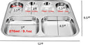 Korean Stainless Steel Divided Plates, Food Grade 304 Tray for Kids, Teens, Adults, Picky Eaters, BPA Free, 6 Sections, Diet Portion Control, Serving Platter, Dinner Snack, Set of 2 by TinyTreasures Baby Boutique