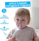 Jack N' Jill Tickle Tooth Sonic Electric Toothbrush with Replacement Head - Gentle Cleaning, Made for Tiny Teeth, LED Inspection Light, for Babies & Kids, Extra Soft Bristles - (1 Pack) by TinyTreasures Baby Boutique