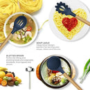 Silicone Cooking Utensils Set - 446°F Heat Resistant Silicone Kitchen Utensils for Cooking,Kitchen Utensil Spatula Set w Wooden Handles and Holder, BPA FREE Gadgets for Non-Stick Cookware (Navy Blue) by CozyNest Decor