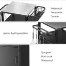 Outdoor Grill Cart with Storage Cabinet, Prep Table with Stainless Steel, BBQ Tables Cart Portable Patio Bar with Lockable Wheels, Movable Kitchen Island for Outside Backyard Patio by CozyNest Decor