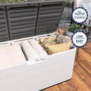Heavy-Duty 100 Gallon Outdoor Storage Box - Waterproof Deck Box & Large Storage Bin for Patio/Pool, All-Weather Resin Chest with Lock, UV-Resistant, Alpine White by GreenHaven Gardens