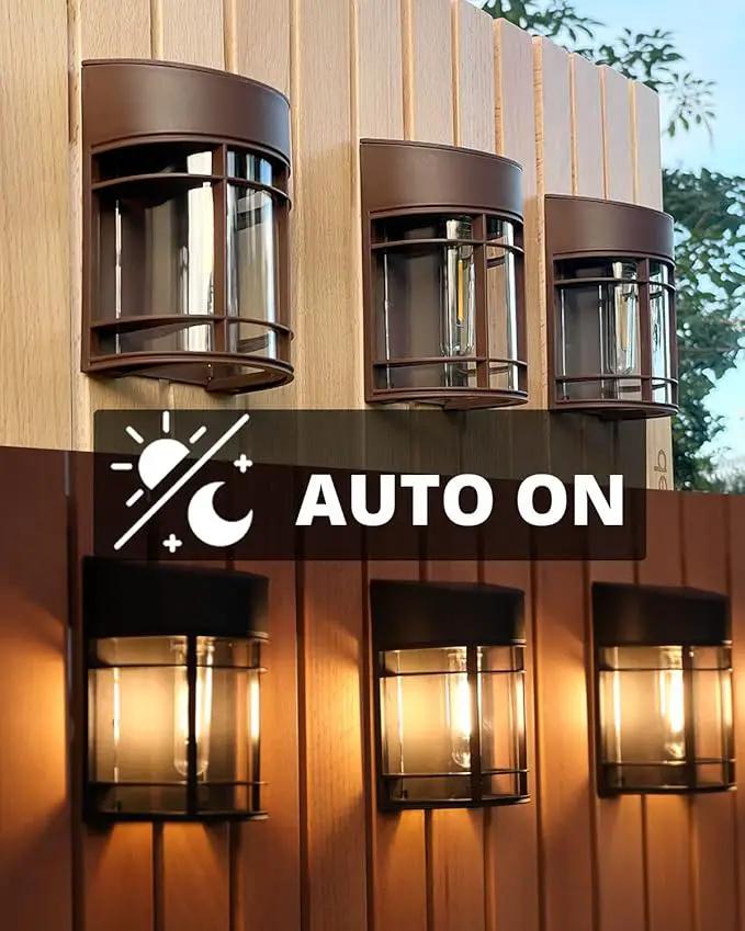 Solar Fence Lights, 8 Pack Deck Light Waterproof Solar Outdoor Lights for Garden Fence Post Backyard Decor, Brown, photo 5 of 8