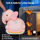 Alarm Clock for Kids with Night Light, Sleep Training Clock Time to Wake Clock, Rechargeable Silicone Light for Bedroom, Perfect Sleep Companion for Boys Girls, Pink Elephant by TinyTreasures Baby Boutique