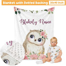 Custom Crib Bedding Set - Owl Design Personalized Name Baby Nursery Bed 3 Pcs Set - Chic Soft Blanket with Dotted Backing, Sheet, Pillowcase for Newborn Girls Boys Gifts Color21 by TinyTreasures Baby Boutique