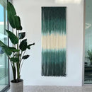 Macrame Wall Hanging Green Boho Handmade Ombre Wall Art Decor for Living Room Bedroom Fiber Art 15''W*43''L by CozyNest Decor