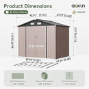 Aoxun 7x5 FT Outdoor Storage Shed with Base Garden Metal Shed with Lockable Door Outdoor Large Shed for Tool, Garbage Can, Bike, Mower, Brown by GreenHaven Gardens