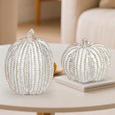 2Pcs Halloween Pumpkin Artificial Resin Pumpkins Decor for Mantel Harvest Autumn Tabletop Decoration Gold Fall Pumpkin Decorations Thanksgiving Table Centerpieces (Set A, ONE Size) by CozyNest Decor