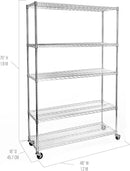 Seville Classics UltraDurable Heavy Duty NSF Solid Steel Wire Rack Storage Unit Organizer for Garage, Warehouse, Office, Restaurant, Classroom, Kitchen, 5-Tier Shelving, 48" W x 18" D by CozyNest Decor