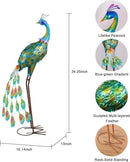 YEAHOME Garden Decor Outdoor Statues, 34" Large Metal Peacock Standing Yard Art, Blue Green Bird Lawn Sculptures Garden Decor for Outside Patio Porch Backyard by GreenHaven Gardens