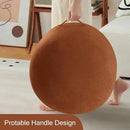 MeMoreCool Round Stuffed Pouf Ottoman Foot Rest, Floor Pouf Foot Stool with Soft Foam Chunk Filling, Small Round Ottoman Footstool Circle Footrest for Living Room, Coffee by CozyNest Decor
