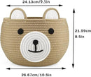 PandaEar Cotton Rope Baby Basket, Baby Gift Basket Nursery Laundry Organizer with Cute Bear Design for Storage Infant Newborn Essentials, Diaper Caddy with Handle (Brown) by CozyNest Decor