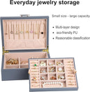 Small Jewelry Organizer for Women, 2-Layer Travel Jewelry Box with Portable Case, Necklace Ring Storage for Dresser, Girls Teens Gifts (Grey) by TinyTreasures Baby Boutique