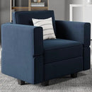 Belffin Modular Sectional Arm Accent Chair with Storage Seat Velvet Armchair Single Sofa Club Chair Blue by CozyNest Decor