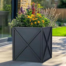 SUNNYPARK Large Metal Planter Box 17”x 17”x 18”, Square Modern Grey Metal Planter Box Heavy Duty with Drainage Holes for Outdoor Garden Patio by GreenHaven Gardens