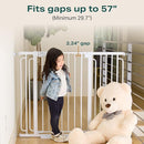 Cumbor 36" Extra Tall Baby Gate for Stairs, 29.7-57" Extra Wide Dog Gate for Doorways Hallways, Pressure Mounted Child Gate for Wide Opening, Auto Close Personal Safety for Babies and Pets, White by TinyTreasures Baby Boutique