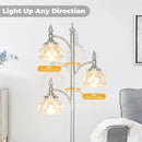 Brushed Nickel Floor Lamp 66.5'' Tall Standing Lamp Dimmable Tree Floor Lamps with 3 LED Lights Glass Shades Silver Lamp for Living Room Bedroom Office(3 Bulbs Included) by CozyNest Decor