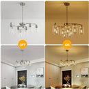 9-Light Brushed Nickel Glass Chandelier, Adjustable Height Hanging Industrial Dining Room Chandelier Over Table, Modern Farmhouse Chandelier for Kitchen Island Living Room Entryway Bedroom by CozyNest Decor