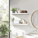 24"x6.8"x1.2" Solid Wood Floating Shelves 2-Pack - Rustic White Finish with Hidden Brackets, Perfect for Storage and Décor in Living Room, Kitchen, Bedroom by CozyNest Decor