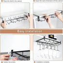 AUHOKY 2Pcs Adjustable Under Cabinet Stemware Metal Glass Holder, Hanging Wine Glass Storage Hanger Organizer for Shelf Kitchen Bar Decor(4 Rows, Black) by CozyNest Decor