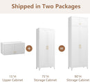 Kitchen Pantry Cabinet, 90" Tall Metal Pantry Cabinet, Food Cupboards with Doors and Shelves, Freestanding Storage Cabinets for Dining, Living Room, 16"D x 32"W x 90"H, White, Assembly Required by CozyNest Decor