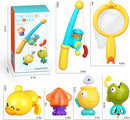 Baby Bath Toys for Kids Ages 1-3, Magnetic Fishing Games with Floating Bathtub Wind-Up Toys & Fishing Net, Fishing Rod Water Pool Toys for Toddlers 1-3 by TinyTreasures Baby Boutique