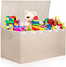 Extra Large Toy Box 167L, Sturdy Toy Storage Chest Organizer Bin Baskets with 2 Removable Divider for Boys, Girls, Kids, Nursery, Bedroom, Playroom, 35.5"x17" x17" (Linen Beige) by TinyTreasures Baby Boutique