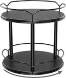 Lazy Susan Organizer 2 Tier - 9.2" Turntable Spice Rack for Table Top, Wooden Rotating Lazy Susan for Cabinet Pantry Kitchen Countertop Dining Table Cupboard Bathroom Vanity Storage(Black) by CozyNest Decor
