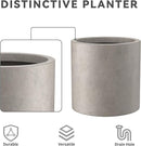 Kante 12.6" Dia Round Concrete Planter, Modern Style Large Cylindrical Plant Pot with Drainage Hole and Rubber Plug for Indoor Outdoor Patio, Weathered Concrete by GreenHaven Gardens