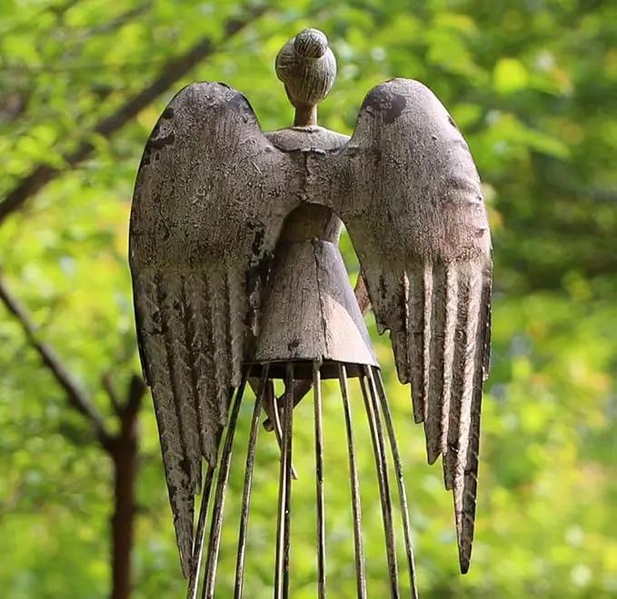 Morning View Metal Angel Statue Decor for Garden Yard Art Outdoor Standing Large Angel Decorations with Star Antique Patio Patio Lawn Holiday Christmas 26 Inches Tall, photo 6 of 6