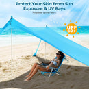 COMMOUDS Beach Tent Sun Shelter - UPF50+ Pop Up Beach Canopy with Sandbags & Sand Shovel & Windproof Poles, Portable Sun Shade for Beach, Camping, Picnics, Backyard by TinyTreasures Baby Boutique