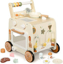 Wooden Baby Walker, 3-in-1 Baby Push Walker, with Pretend Kitchen, Montessori Sensory Activity Center, Push Walker Toys for Babies Learning to Walk, Sit-to-Stand by TinyTreasures Baby Boutique