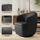 360° Swivel Leather Accent Chair, Modern Barrel Club Chair with Leather Upholstery and Sturdy Base, Comfortable Armchair for Living Room, Bedroom, Reading Nook, Brown by CozyNest Decor