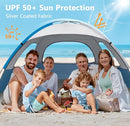 NXONE Beach Tent Sun Shade Shelter for 3/4/6 Person Person with UV Protection, Extended Floor, 3 Mesh Roll Up Windows & 8.0/8.5mm Fiberglass Rods丨Carry Bag Included by TinyTreasures Baby Boutique