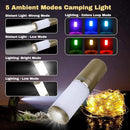 Camping Lantern with 49.2FT String, 2 in 1 Outdoor Warm White String Lights with 4 Modes & 5 Modes Rechargeable Camping Lamp IPX4 Waterproof Portable LED Tent Light for Outdoor Yard Garden Decoration by GreenHaven Gardens