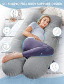 Meiz Pregnancy Pillows, Cooling Silky Pregnancy Pillows for Sleeping, 60" Full Body Maternity Pillow for Tall Pregnant Woman with Cooling Silk Jersey Cover, Grey by TinyTreasures Baby Boutique