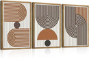 Mid Century Boho Modern Wall Art Set Abstract Geometric Wooden Wall Decor Minimalist Line Neutral Artwork Mid Century Wood Art Decor for Living Room Bedroom Office-16x24Inch x3 by CozyNest Decor
