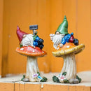 TERESA'S COLLECTIONS Garden Gnomes on Mushroom, Set of 2 Cute Resin Gnome Statues for Yard, Outdoor Patio Porch Lawn, Ideal Gift for Dad Mom Birthday, Outside Decor Housewarming Gifts by CozyNest Decor