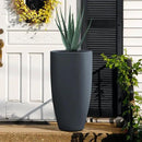 Kante 23.6" H Charcoal Finish Concrete Tall Planters Large Outdoor Indoor Decorative Plant Pots with Drainage Hole and Rubber Plug, Modern Tapered Style for Home and Garden by CozyNest Decor
