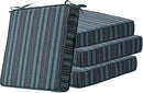 Sunbrella Square Corner Seat Cushions, 19" x 19" x 3", Set of 4, Indoor Outdoor Water Repellent Universal Chair Pads with Ties for Patio Furniture, Garden Dining Chairs, Troupe Dock by GreenHaven Gardens