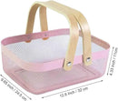 Metal Mesh Steel Basket, Storage Organizer Basket Garden Harvest Basket Multi-functional Kitchen Fruit Baskets Bin with Wooden Handle for Bathroom Picnic Shopping Decor Cabinet Home, Pink by GreenHaven Gardens