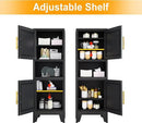 47.24" H Metal Narrow Bathroom Storage Cabinet Pantry Storage Cabinet, 2 Adjustable Shelves for Kitchen, Home Office, Living Room, Dinning Room (Black) by CozyNest Decor