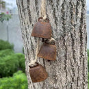 2pc Rustic Charm Bell - Handmade Hemp Rope Wind Chimes Hanging Decoration, Distressed Finish Cow Bell with Jute Hanging Rope, Perfect for Front Door, Outdoor, Window, and Home Decor, by CozyNest Decor
