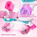 Rainbow Toddler Roller Skates - Size 4 Adjustable | Light Up Quad Skates for Girls & Boys Beginners Aged 3-12 by TinyTreasures Baby Boutique