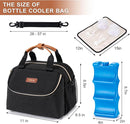 Breastmilk Cooler Bag with Ice Pack Fits 6 Baby Bottles up to 9 Ounce, Wearable Breast Pumps Cooler Bag for Nursing Mom Daycare, Work, Travel- Black by TinyTreasures Baby Boutique