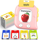 Kidzdo 520 Bilingual Spanish English Talking Flash Cards, Christmas Birthday Gifts for 2 3 4 5 6 Year Old Girls, Montessori Pocket Speech Therapy Toys, Portable Toddlers Toys for Ages 2-6 Kids, Pink by TinyTreasures Baby Boutique
